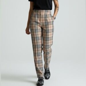 Italian Plaid High Waisted Pants Straight Leg Woman’s Plus Size 3X Like New T…